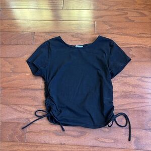 Princess Polly Black Ruched Short Sleeve Top